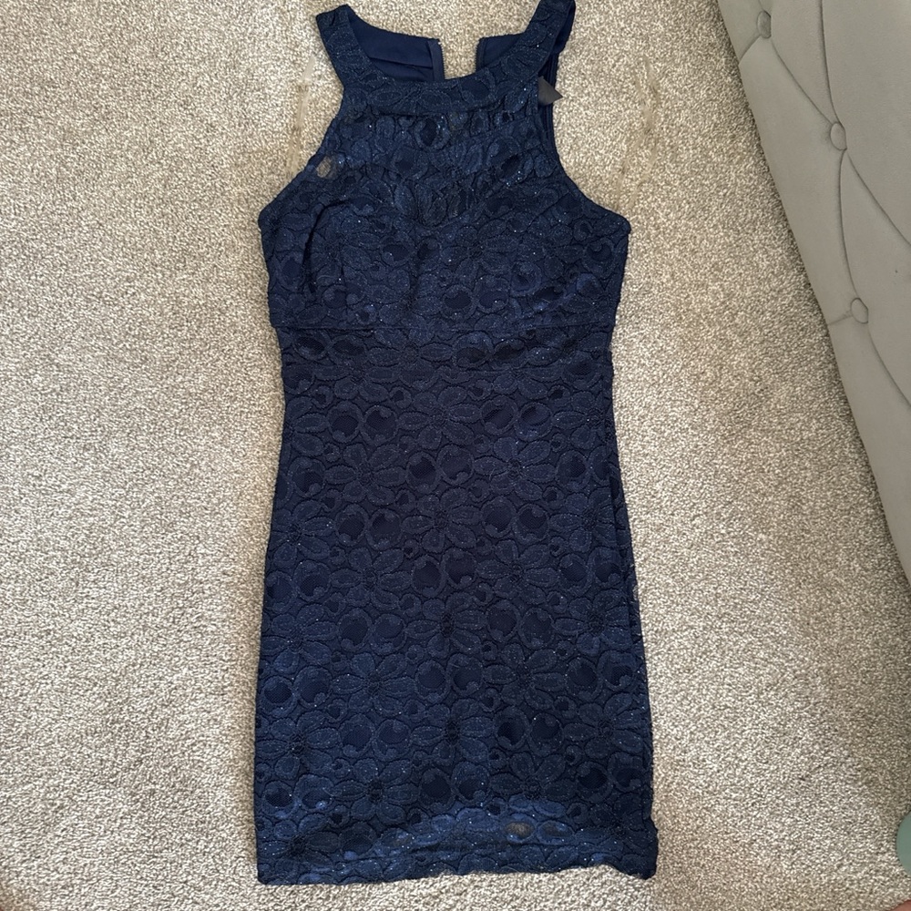 Trixxi Navy Blue Lace Mini Dress